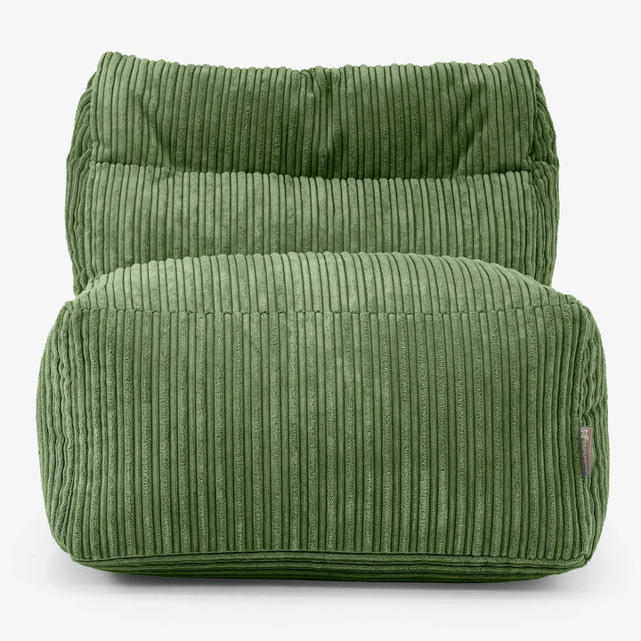 Modulaire Canapé Pouf, Élément Central - Côtelé Vert Forêt 02