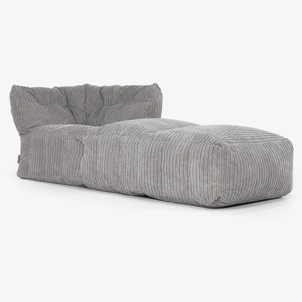 Modulaire Canapé Pouf, Élément Méridienne Droite - Côtelé Anthracite 01