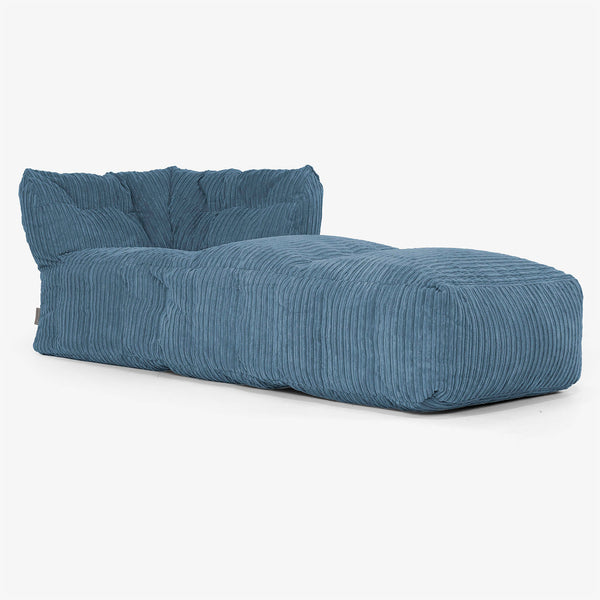 Modulaire Canapé Pouf, Élément Méridienne Droite - Côtelé Bleu Marine 01