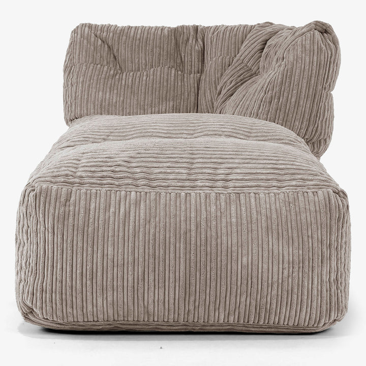 Modulaire Canapé Pouf, Élément Méridienne Droite - Côtelé Grège 02