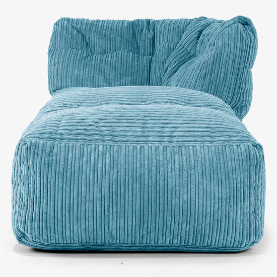 Modulaire Canapé Pouf, Élément Méridienne Droite - Côtelé Mer Égée 02