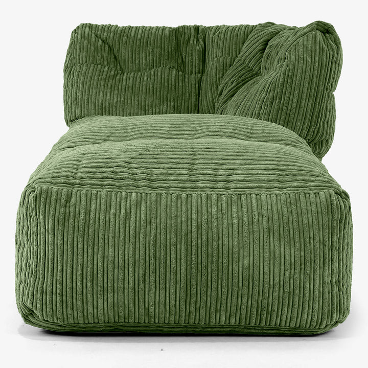 Modulaire Canapé Pouf, Élément Méridienne Droite - Côtelé Vert Forêt 02