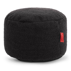 Petit Repose-pieds Rond - Bouclé Anthracite
