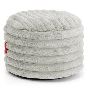 Petit Repose-pieds Rond - Velours Côtelé Ultra Pelucheux Vert Sauge