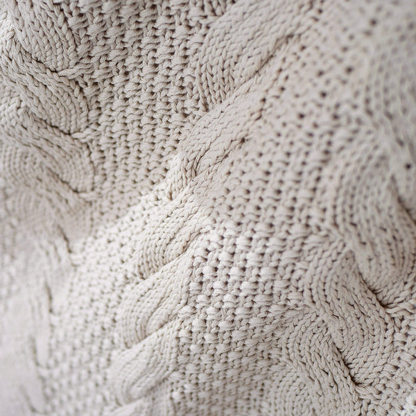 Couverture / Plaid - Tricoté Cable Crème Fabric Close-up Image
