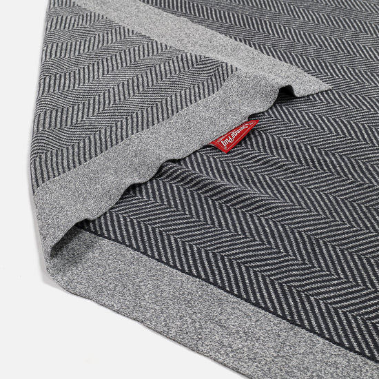Couverture / Plaid - Tricoté Chevrons Gris 03