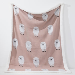 Couverture / Plaid - Tricoté Mouton Rose