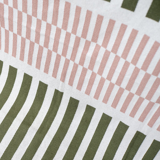 Couverture / Plaid - Tricoté Rayure Vert 02