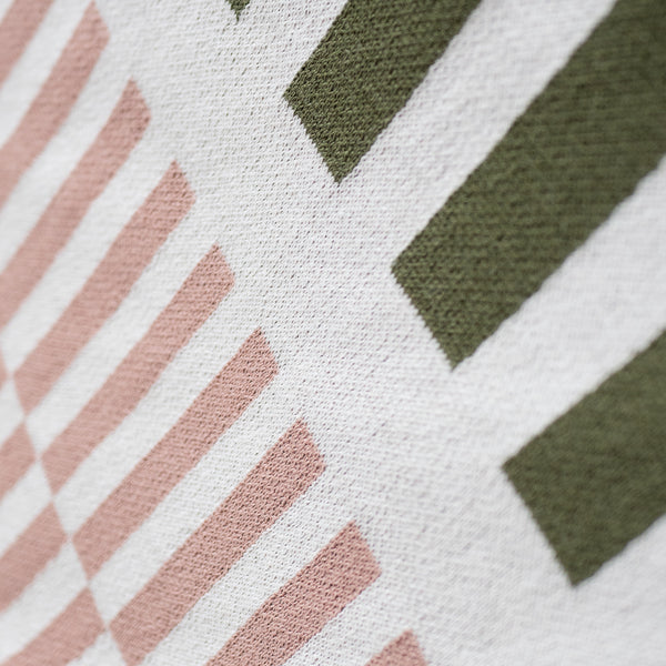 Couverture / Plaid - Tricoté Rayure Vert Fabric Close-up Image
