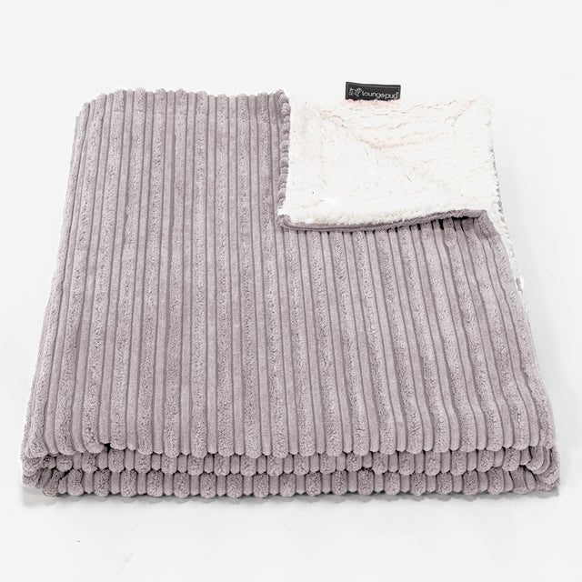 Plaid / Couverture Sherpa - Côtelé Gris Argent 02