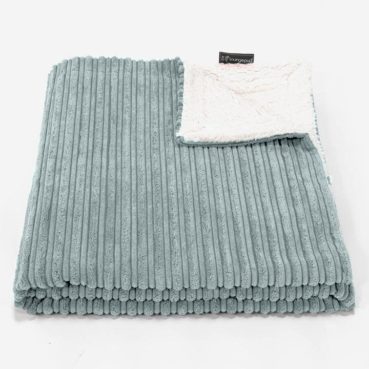 Plaid / Couverture Sherpa - Côtelé Verte Menthe 02