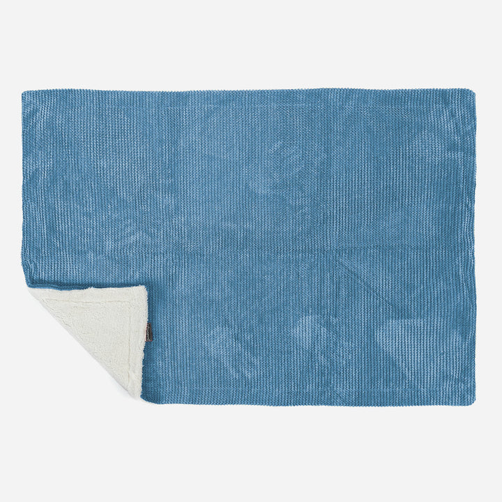 Plaid / Couverture Sherpa - Pompon Bleu Ciel 03