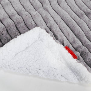 Plaid / Couverture Sherpa - Velours Côtelé Ultra Pelucheux Gris
