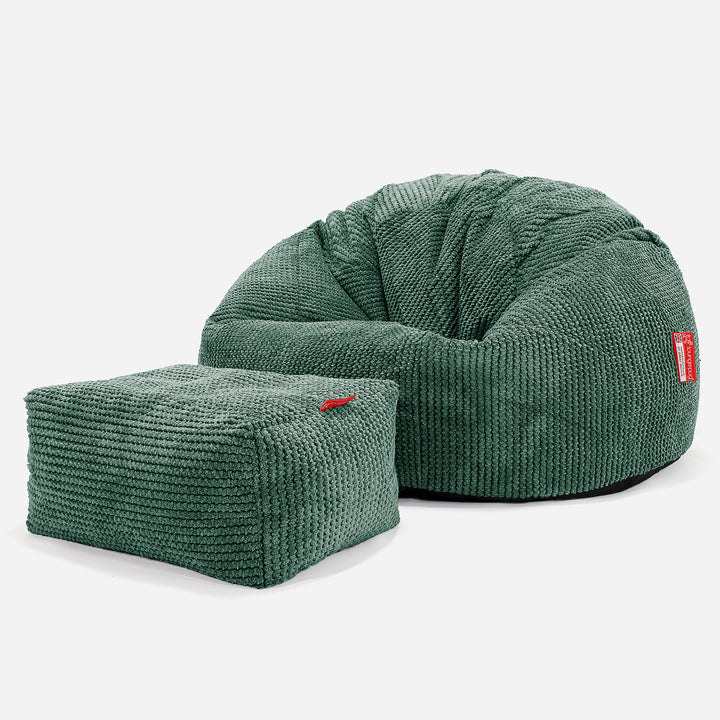 Pouf Poire Classique - Pompon Vert Mousse 02