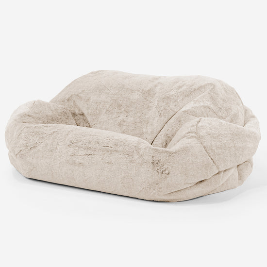 Pouf Canapé Sabine - Fausse Fourrure Lapin Blanc 01