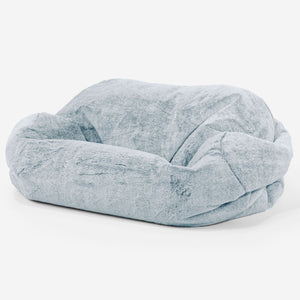 Pouf Canapé Sabine - Fausse Fourrure Lapin Bleu Pastel