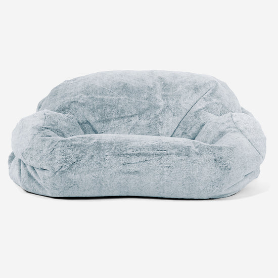 Pouf Canapé Sabine - Fausse Fourrure Lapin Bleu Pastel 02
