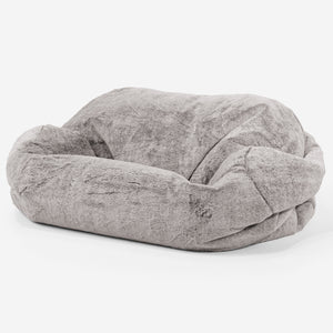 Pouf Canapé Sabine - Fausse Fourrure Lapin Gris clair