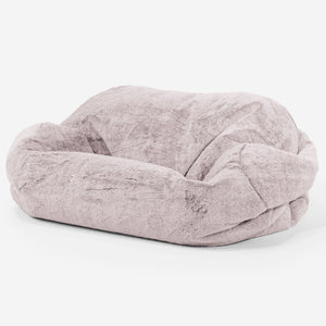 Pouf Canapé Sabine - Fausse Fourrure Lapin Rose Pastel