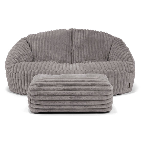 Pouf Canapé Bubble - Velours Côtelé Ultra Pelucheux Gris 02