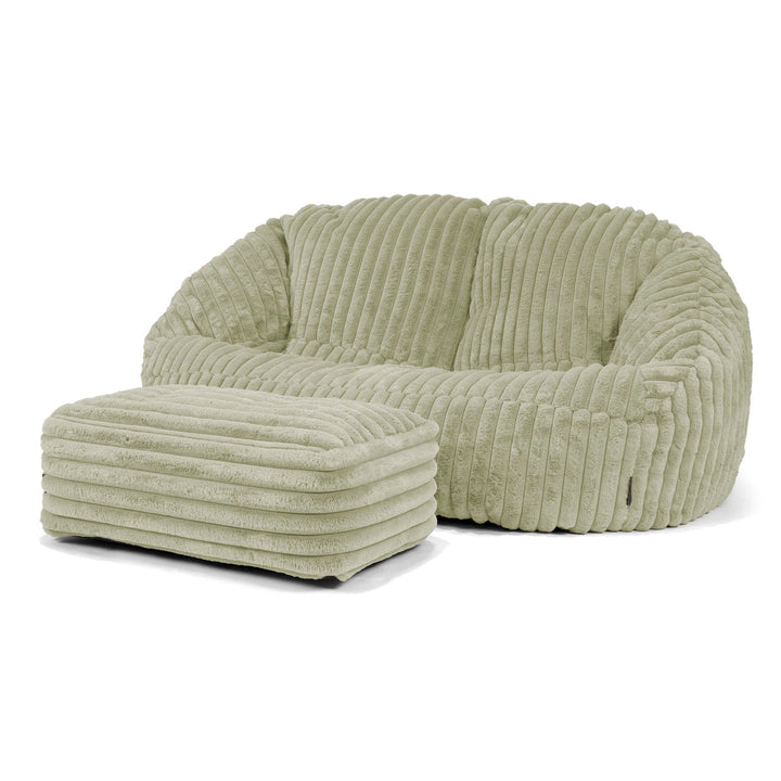 Pouf Canapé Bubble - Velours Côtelé Ultra Pelucheux Vert Sauge 03