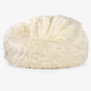 Pouf Canapé Classique - Imitation fourrure à poils longs Crème