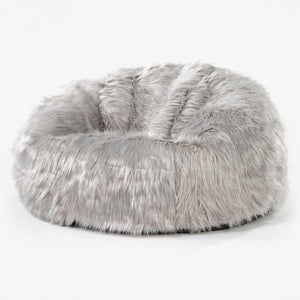 Pouf Canapé Classique - Imitation fourrure à poils longs Gris