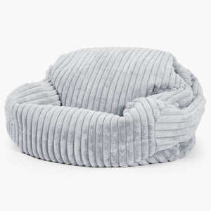 Pouf Canapé Sabine - Velours Côtelé Ultra Pelucheux Bleu Dragé