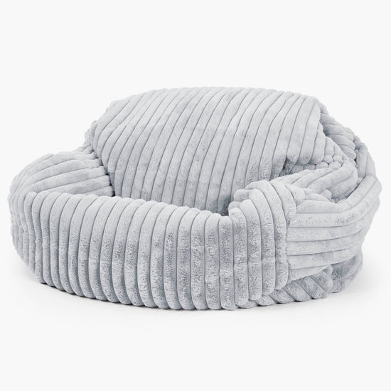 Pouf Canapé Sabine - Velours Côtelé Ultra Pelucheux Bleu Dragé 01