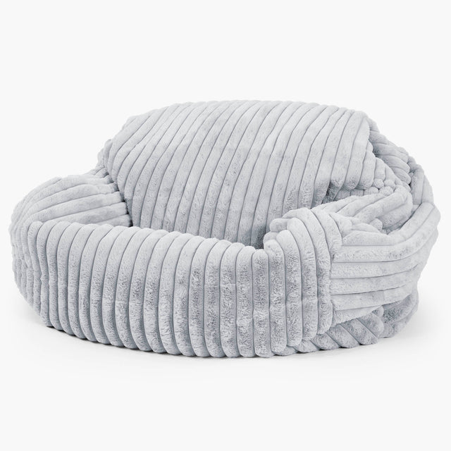 Pouf Canapé Sabine - Velours Côtelé Ultra Pelucheux Bleu Dragé 01