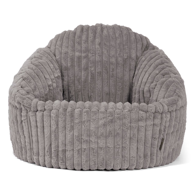 Pouf Chaise Bubble - Velours Côtelé Ultra Pelucheux Gris 01