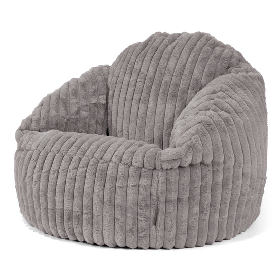 Pouf Chaise Bubble - Velours Côtelé Ultra Pelucheux Gris 04