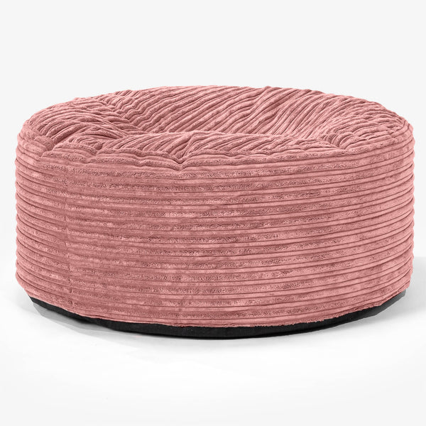 Pouf Design Rond - Côtelé Pêche 01