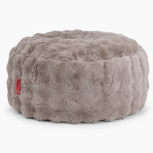 Pouf Design Rond - Fausse Fourrure à Bulles Vison