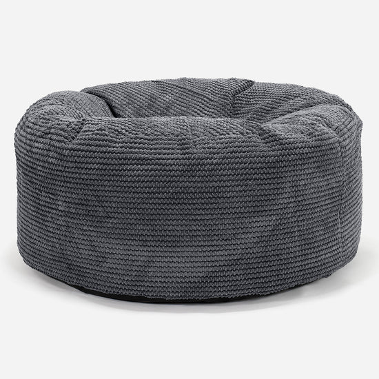 Pouf Design Rond - Pompon Noir 01