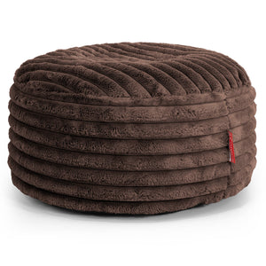 Pouf Design Rond - Velours Côtelé Ultra Pelucheux Marron Meuse