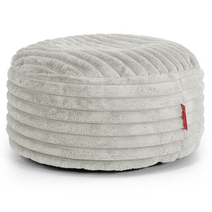 Pouf Design Rond - Velours Côtelé Ultra Pelucheux Vert Sauge