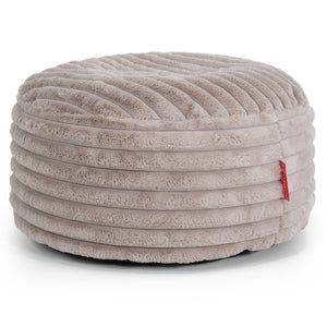 Pouf Design Rond - Velours Côtelé Ultra Pelucheux Vison