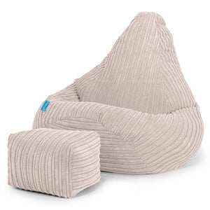 Pouf Fauteuil Gamer pour Enfant 1-5 ans - Côtelé Ivoire