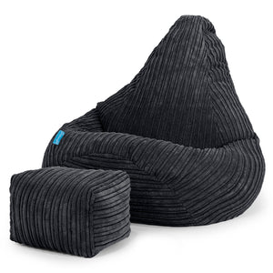 Pouf Fauteuil Gamer pour Enfant 1-5 ans - Côtelé Noir