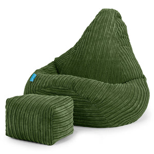 Pouf Fauteuil Gamer pour Enfant 1-5 ans - Côtelé Vert Forêt