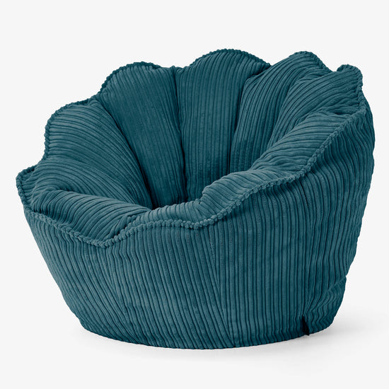 Pouf Fauteuil Natalia Sacco - Côtelé Bleu Canard 02