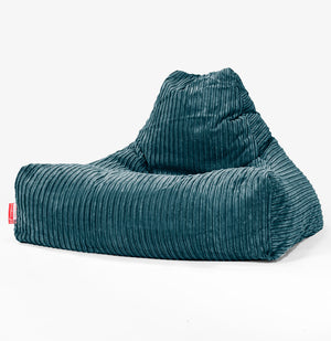 Pouf Fauteuil Relax - Côtelé Bleu Canard