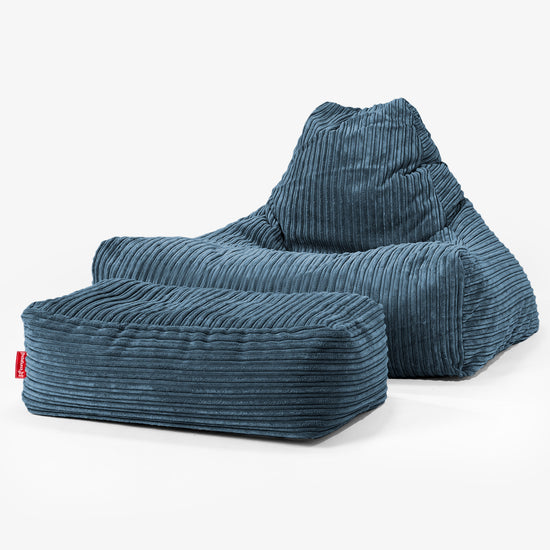 Pouf Fauteuil Relax - Côtelé Bleu Marine 02