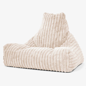 Pouf Fauteuil Relax - Velours Côtelé Ultra Pelucheux Crème