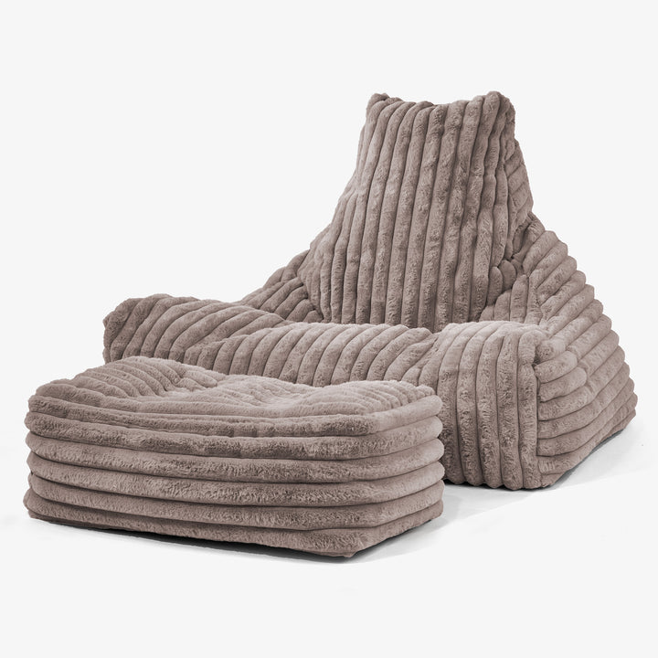 Pouf Fauteuil Relax - Velours Côtelé Ultra Pelucheux Vison 01