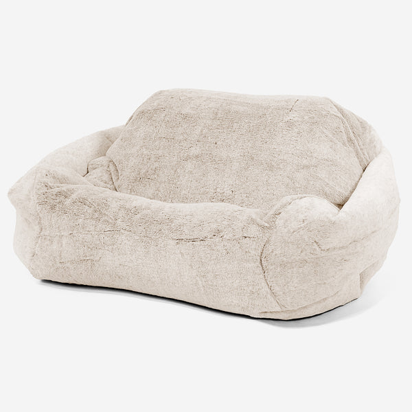 Pouf Fauteuil Sabine - Fausse Fourrure Lapin Blanc 01