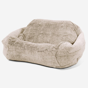 Pouf Fauteuil Sabine - Fausse Fourrure Lapin Brun Doré