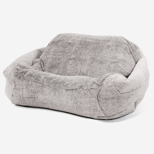 Pouf Fauteuil Sabine - Fausse Fourrure Lapin Gris clair