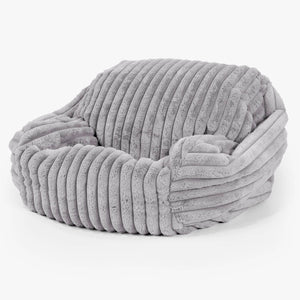 Pouf Fauteuil Sabine - Velours Côtelé Ultra Pelucheux Gris